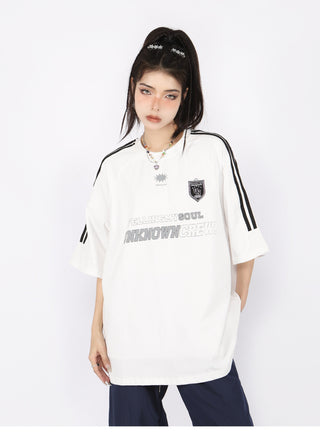 Three-bar raglan sleeve oversize top