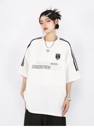 Three-bar raglan sleeve oversize top