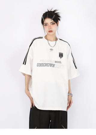 Three-bar raglan sleeve oversize top