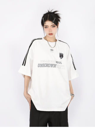 Three-bar raglan sleeve oversize top