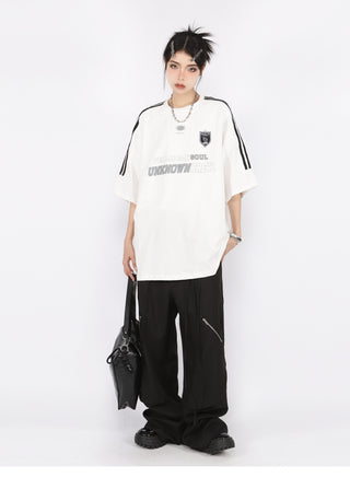 Three-bar raglan sleeve oversize top
