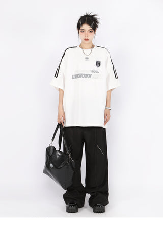 Three-bar raglan sleeve oversize top