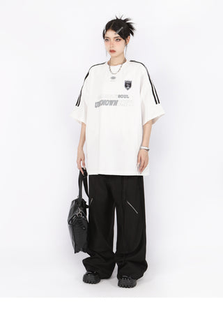 Three-bar raglan sleeve oversize top