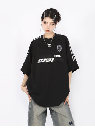 Three-bar raglan sleeve oversize top