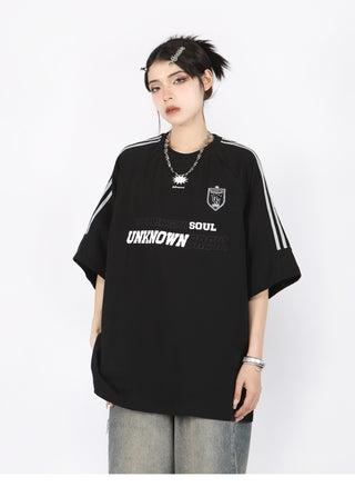 Three-bar raglan sleeve oversize top