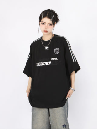 Three-bar raglan sleeve oversize top