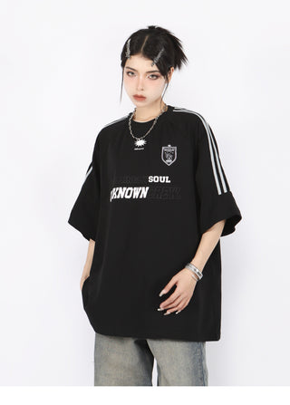 Three-bar raglan sleeve oversize top