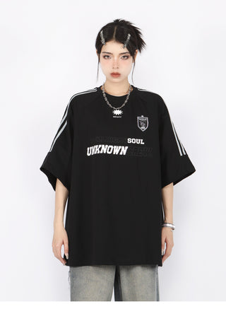 Three-bar raglan sleeve oversize top