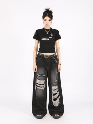 Three-bar raglan sleeve oversize top