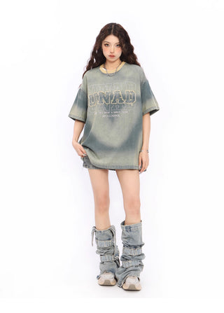 Embroidered street denim top
