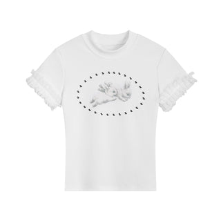 Y2k lace stitching slim fit crop top