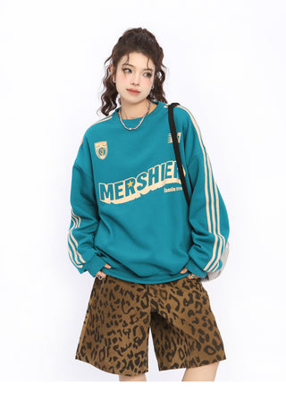 Contrast color striped oversize sweatshirt