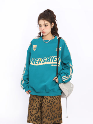 Contrast color striped oversize sweatshirt