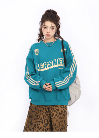 Contrast color striped oversize sweatshirt