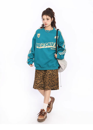 Contrast color striped oversize sweatshirt