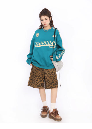 Contrast color striped oversize sweatshirt