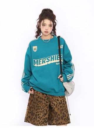 Contrast color striped oversize sweatshirt
