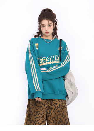 Contrast color striped oversize sweatshirt