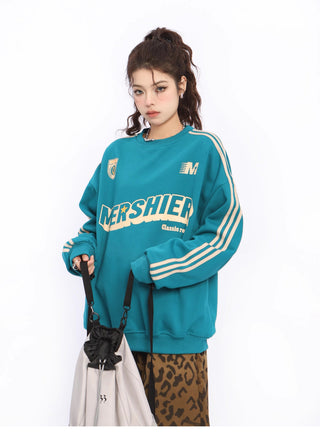Contrast color striped oversize sweatshirt