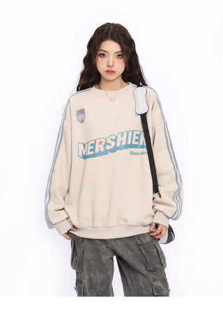 Contrast color striped oversize sweatshirt