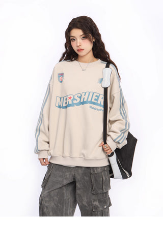 Contrast color striped oversize sweatshirt