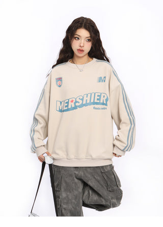 Contrast color striped oversize sweatshirt