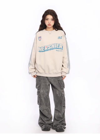 Contrast color striped oversize sweatshirt