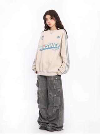 Contrast color striped oversize sweatshirt
