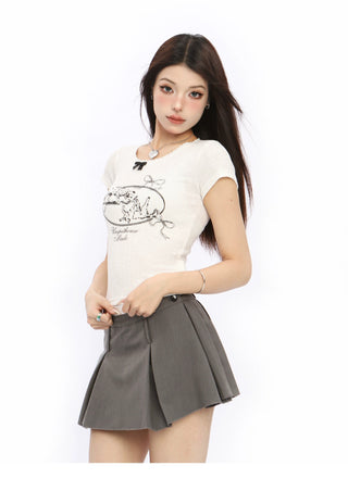 Butterfly Print Slim Lace Top