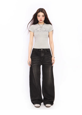 Diamond heart slim waist crop top