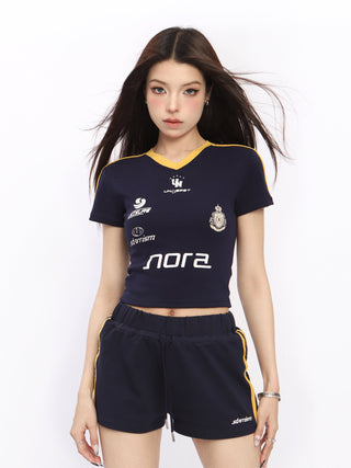 Y2k Sports V-neck slim jersey