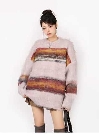Contrast striped oversized sweater