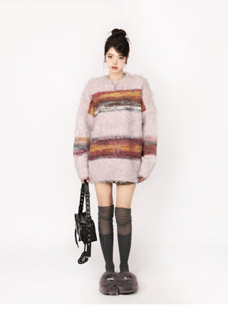 Contrast striped oversized sweater