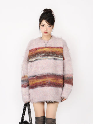 Contrast striped oversized sweater