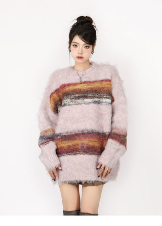Contrast striped oversized sweater