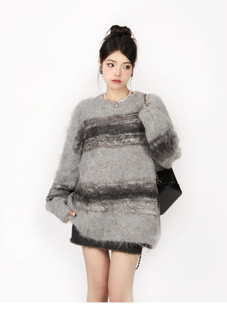 Contrast striped oversized sweater