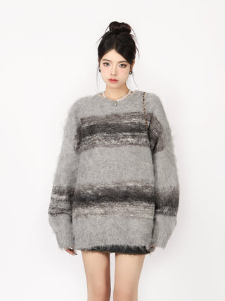 Contrast striped oversized sweater