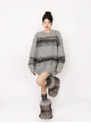 Contrast striped oversized sweater