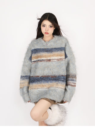 Contrast striped oversized sweater