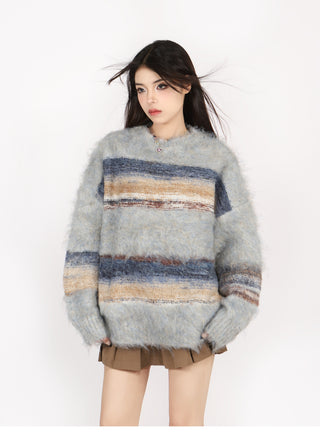 Contrast striped oversized sweater