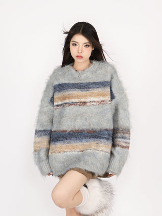 Contrast striped oversized sweater