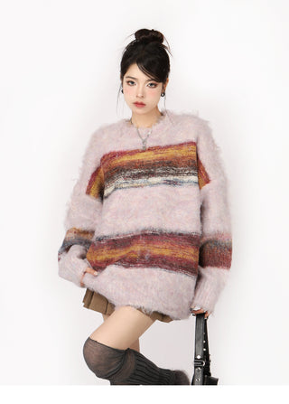 Contrast striped oversized sweater
