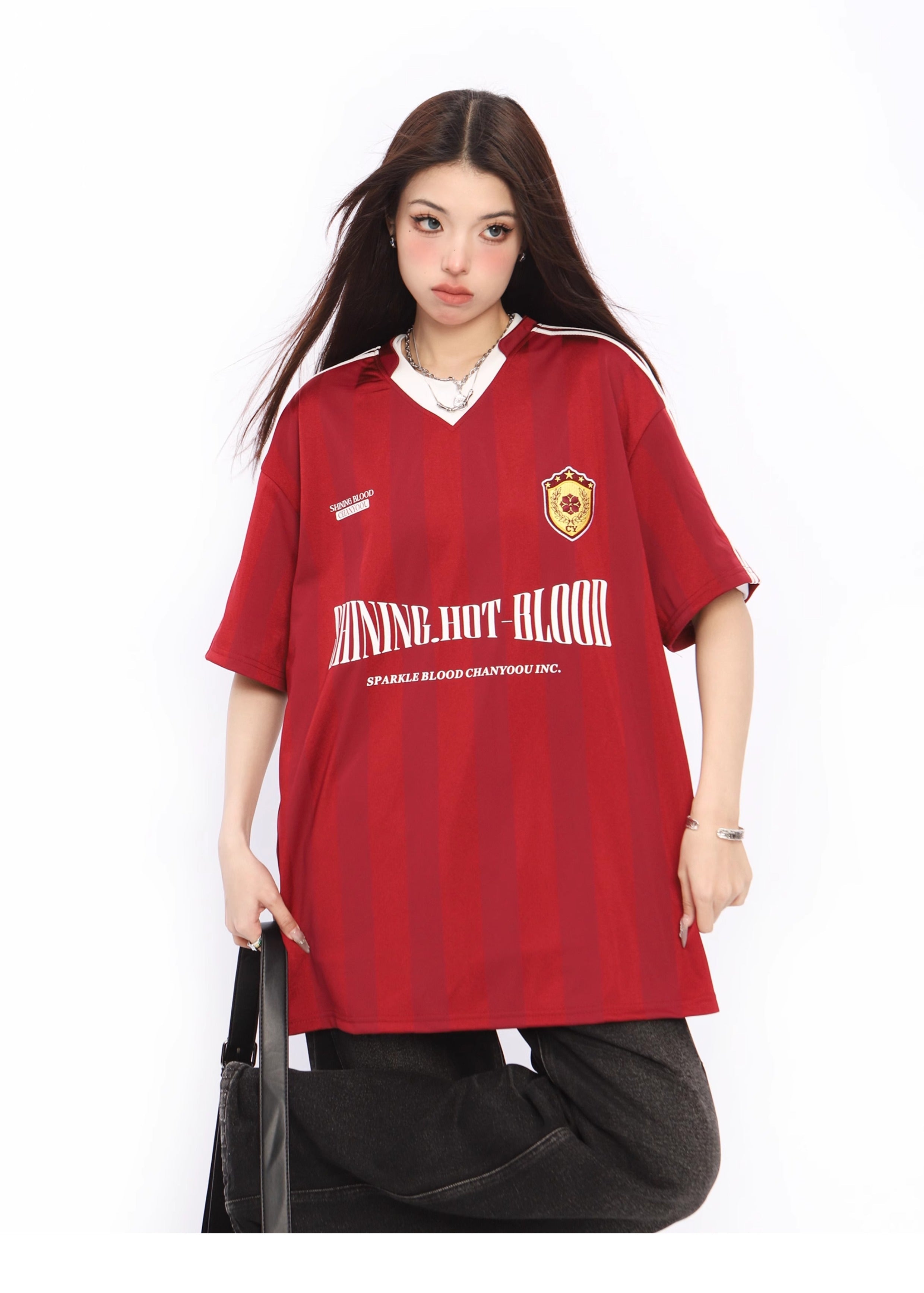V-neck oversized sports jersey – Uncut-Trends
