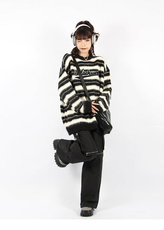Striped  loose round neck knitted sweater