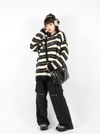 Striped  loose round neck knitted sweater
