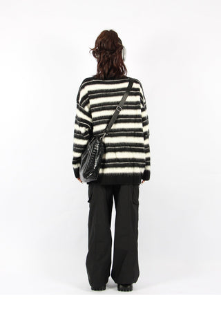 Striped  loose round neck knitted sweater