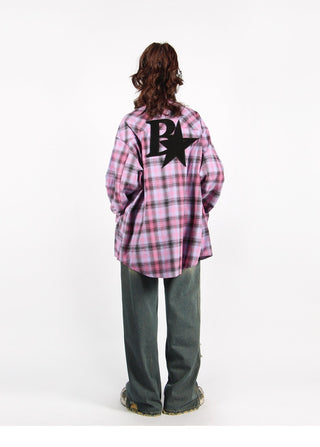 Plaid logo graphic overshirt