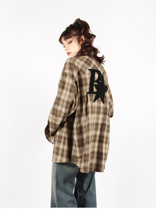 Plaid logo graphic overshirt