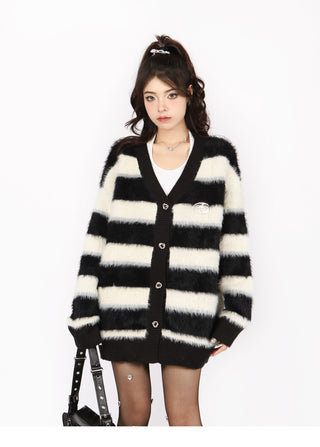 Striped oversized knit cardigan