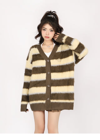 Striped oversized knit cardigan